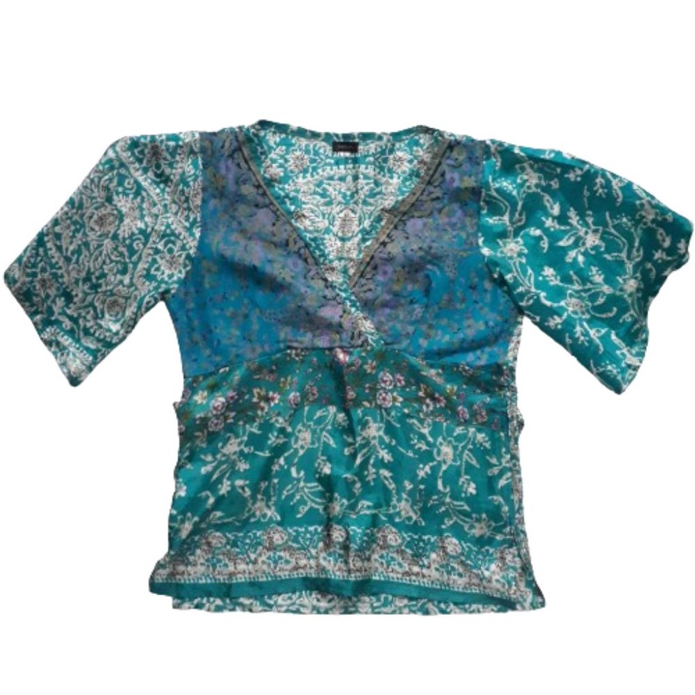 Natura Green Botanical Boho 100% Silk Top